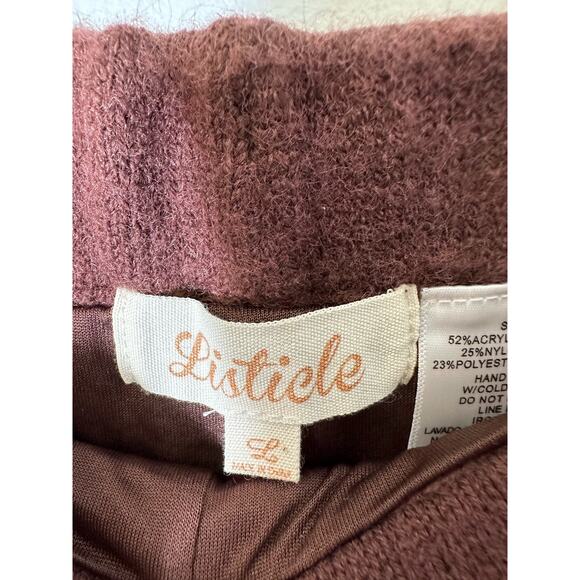 Listcle | Brown Cable Knit High Waisted Sweater Shorts - Picture 5 of 9